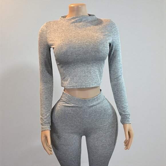 2 Piece Top and Long Pant Gray Set - Picture 3 of 7